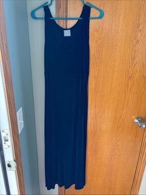 VTG 90s Stretch Sheer Navy Sleeveless Maxi Jumper Dress